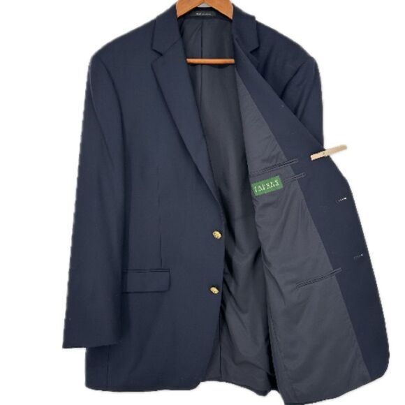 Lauren Ralph Lauren Blue 100% Wool‎ w/ Gold Buttons Blazer Size 42L - Picture 1 of 14